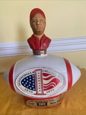 Nebraska National Champions 1970-1971 Football Jim Beam Decanter Coach Devaney